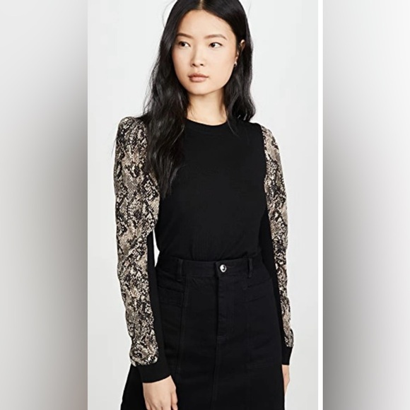 Veronica Beard Adler Snake-print Wool And Silk-blend Jumper In Black - Picture 1 of 7